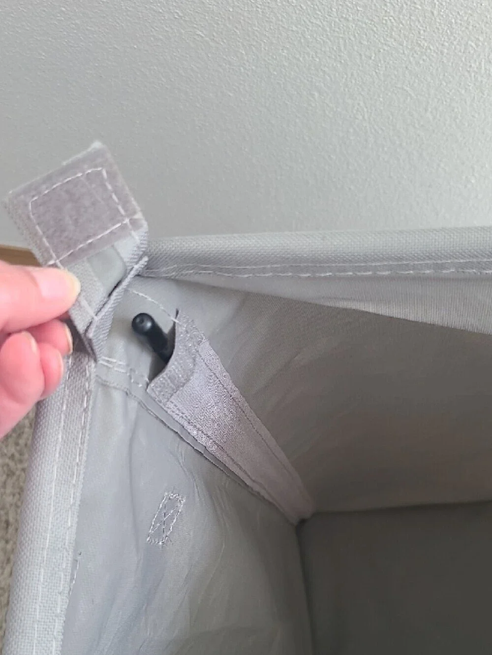 Narrow Gray Fabric Storage Bin - Home Organizer
